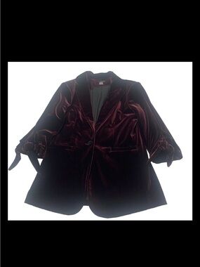 NWT RENUAR Merlot Velvet 3/4 tie sleeve Blazer Jacket size 6